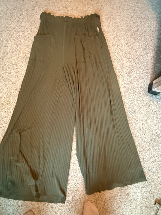 FP Movement by Free People Pants - FP Movement by Free People Olive Green Wide Leg Ribbed Pants